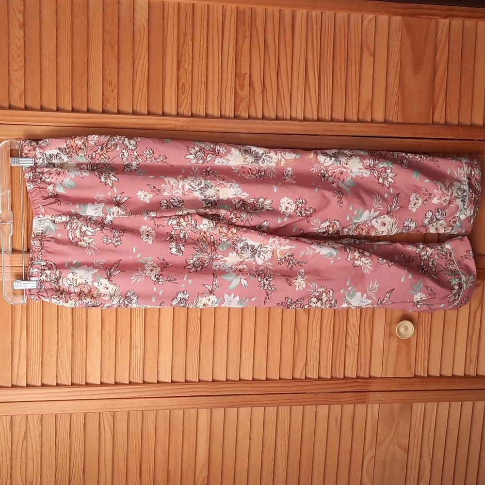 Cupcakes & Cashmere Pink Brown Blue Floral Print Shirt & Pants Sleepwear Size M - Picture 6 of 16